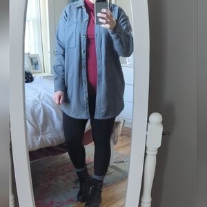 Natural Reflections Sweatshirt Button Up S Heather Charcoal Shacket